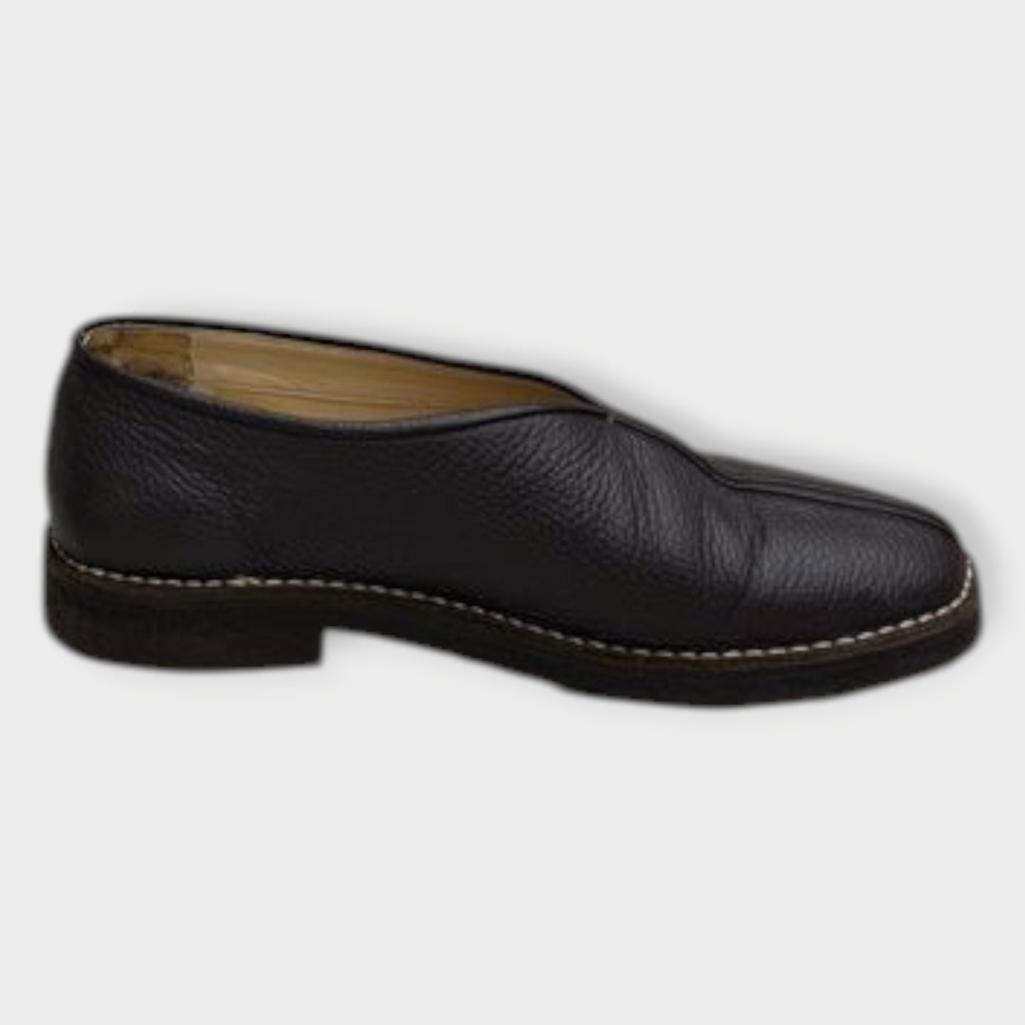 Pebbled Leather Crepe Slippers