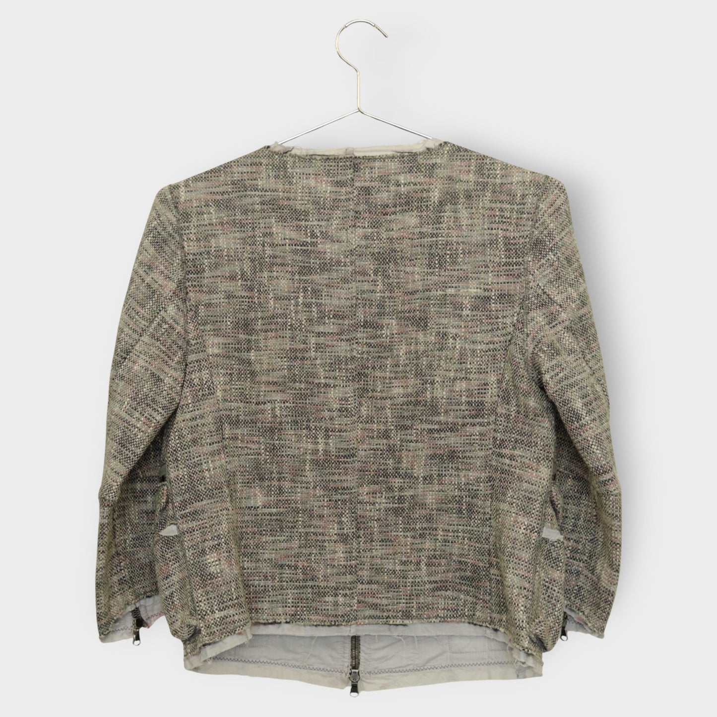 Tweed Trimmed Zip Jacket