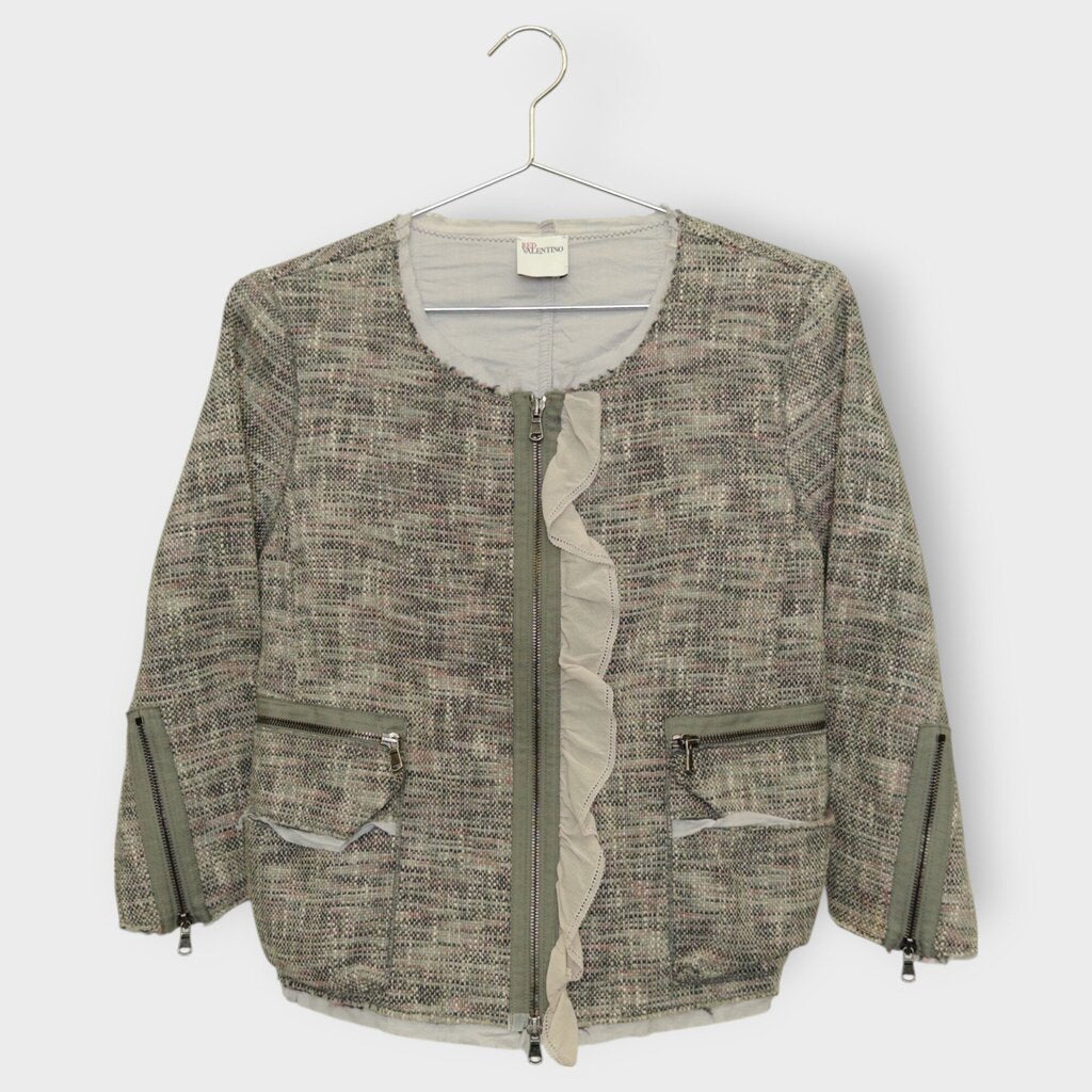Tweed Trimmed Zip Jacket