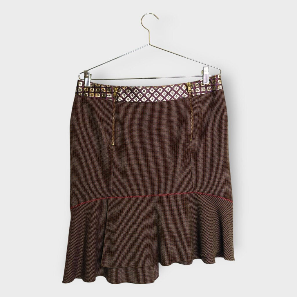 Wool Check Flare Midi