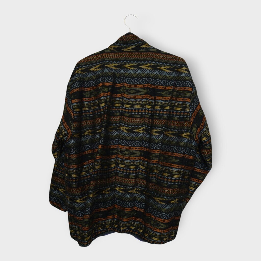 Black Orange Woven Piping Zip Jacket
