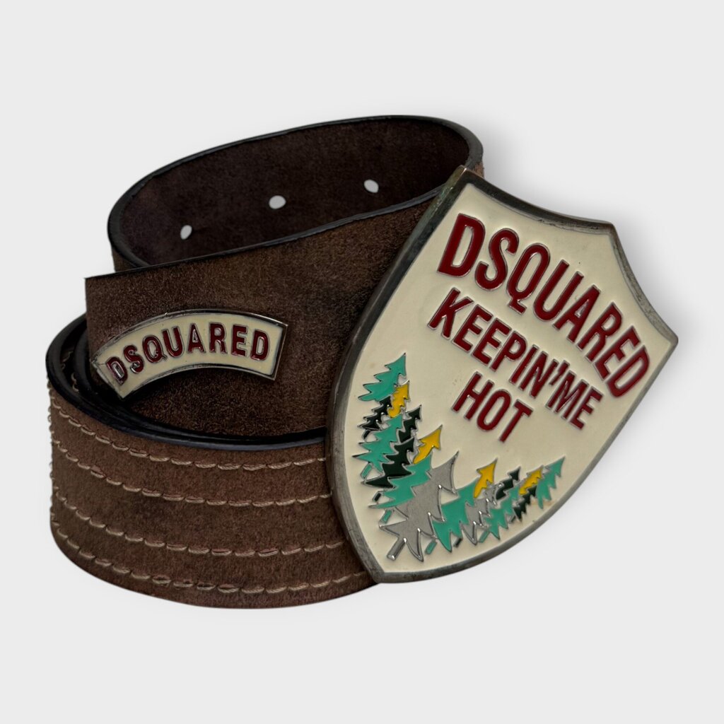 Brown Leather Keepin' Me Hot Buckle Belt