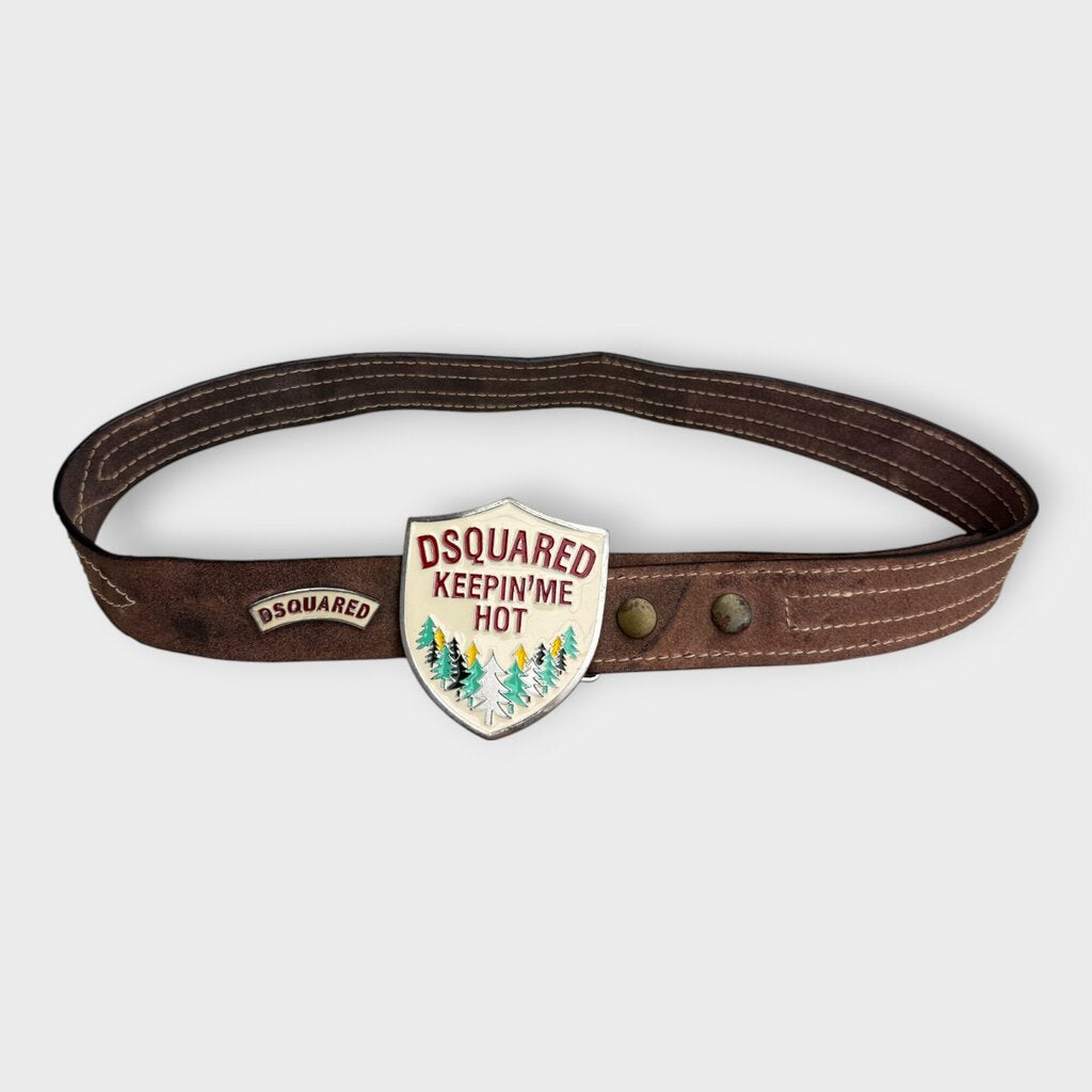 Brown Leather Keepin' Me Hot Buckle Belt