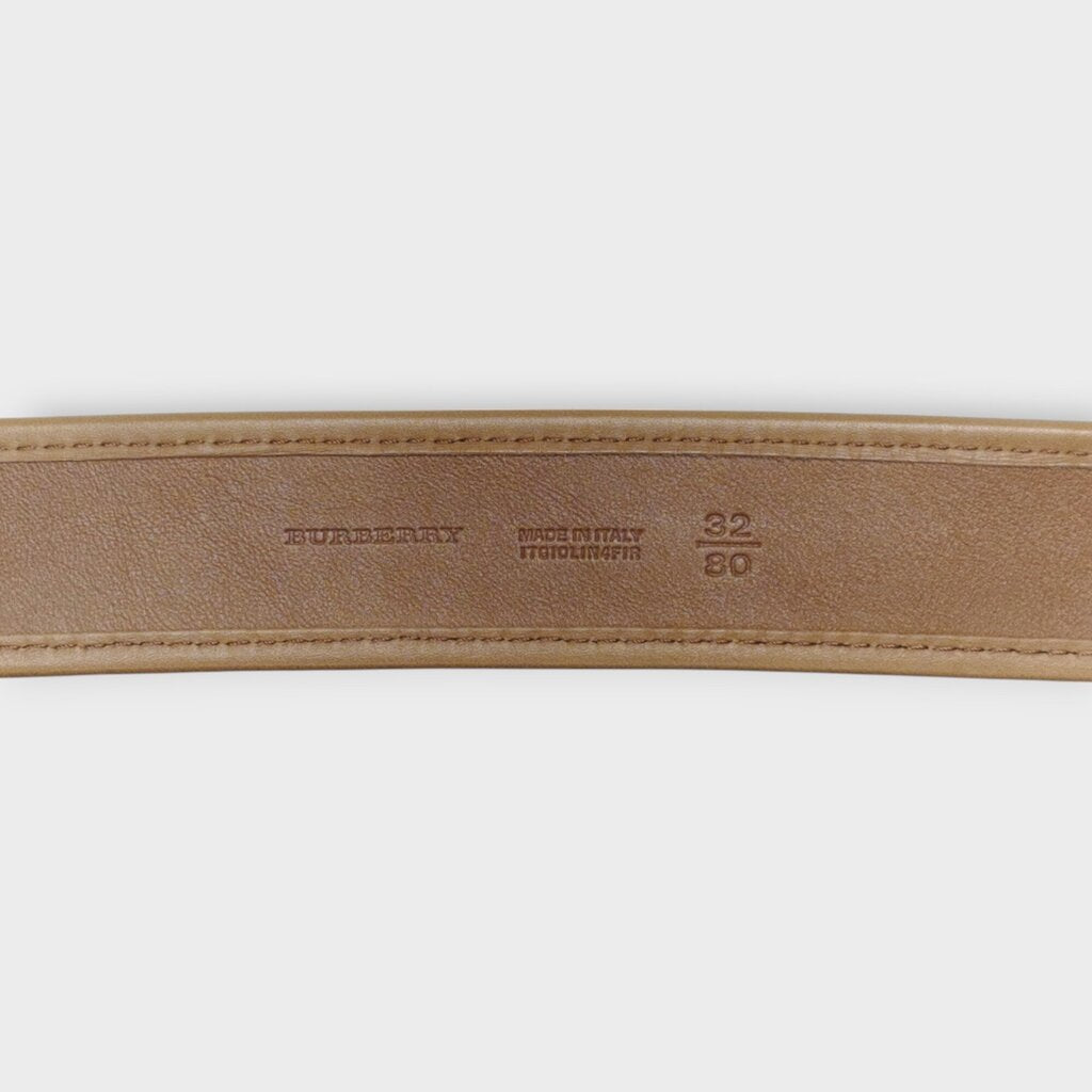 Leather & Classic Check Double Eyelet Belt