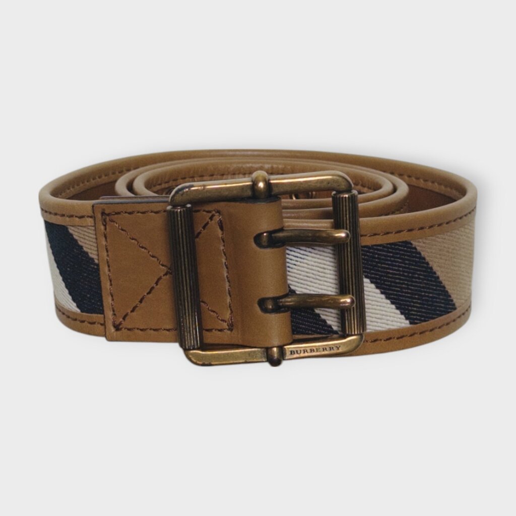 Leather & Classic Check Double Eyelet Belt