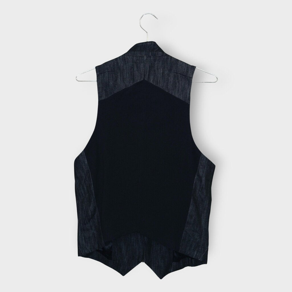 Denim Band Collar Vest