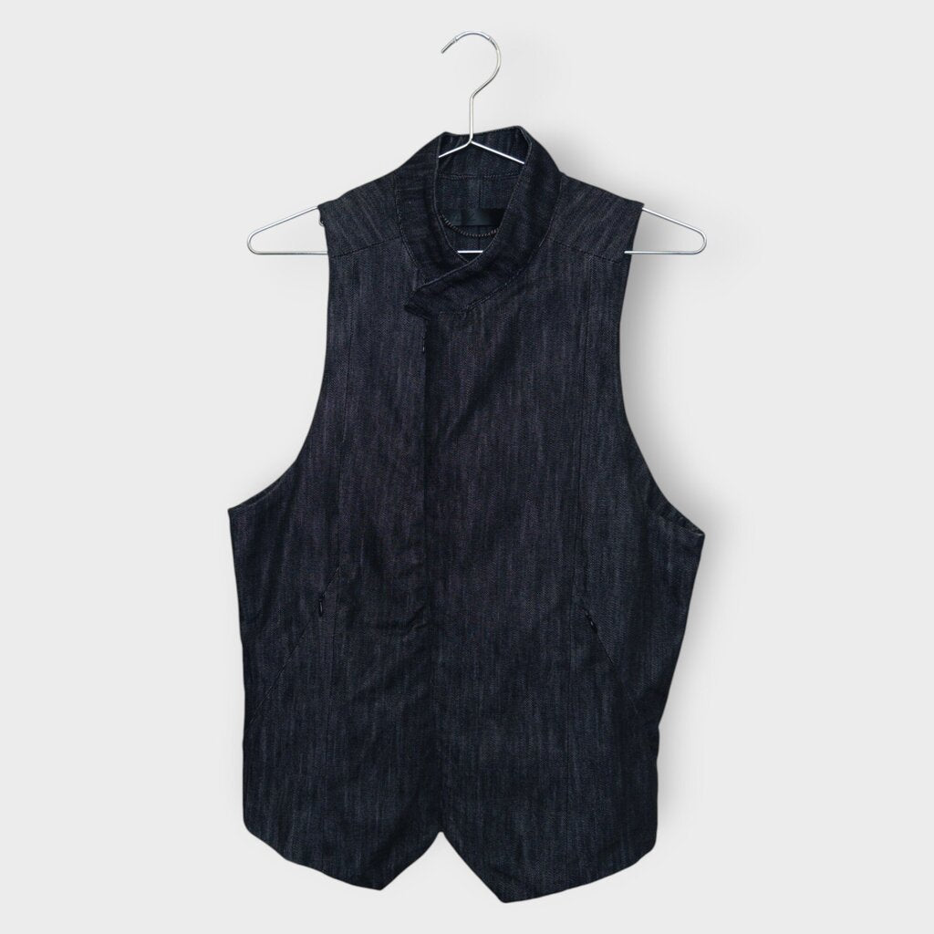 Denim Band Collar Vest