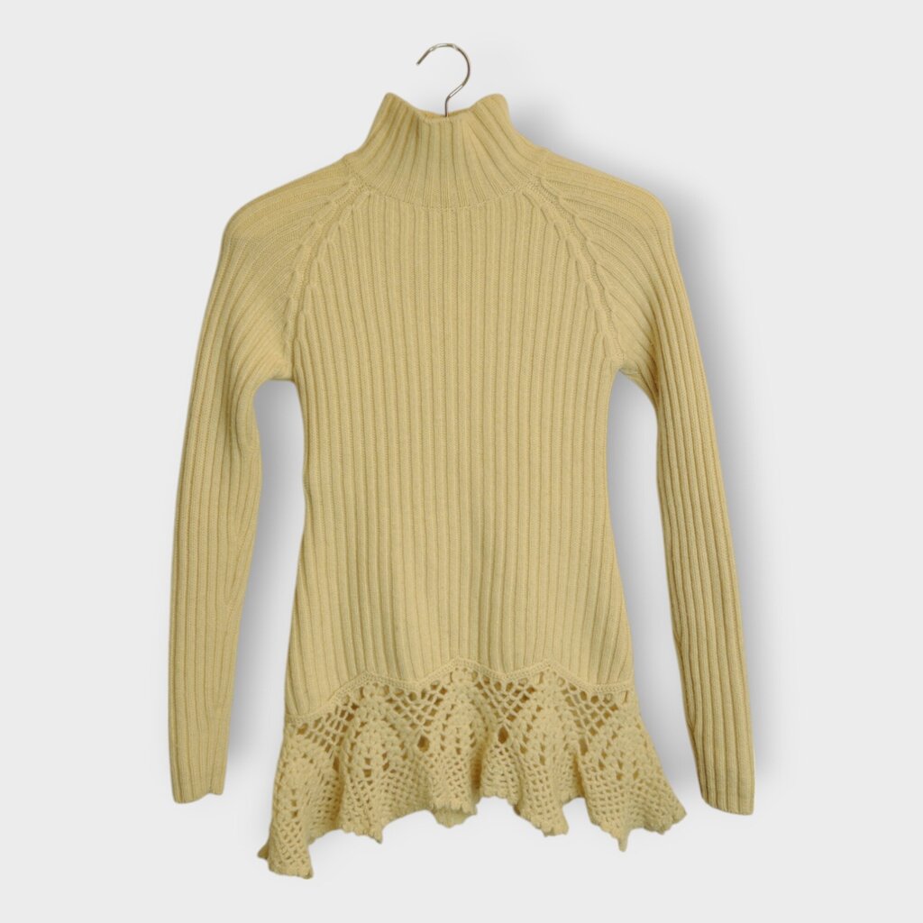 Mock Neck Crochet Detail Sweater