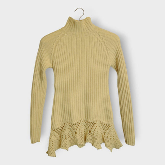 Mock Neck Crochet Detail Sweater