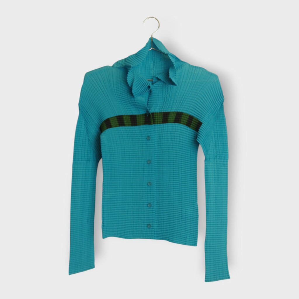 Perma Pleat Green Stripe Shirt