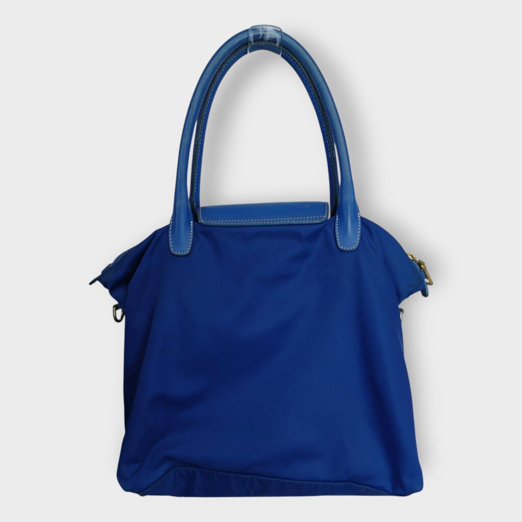 Blue Nylon Tessuto Gold Tone Hardware Tote