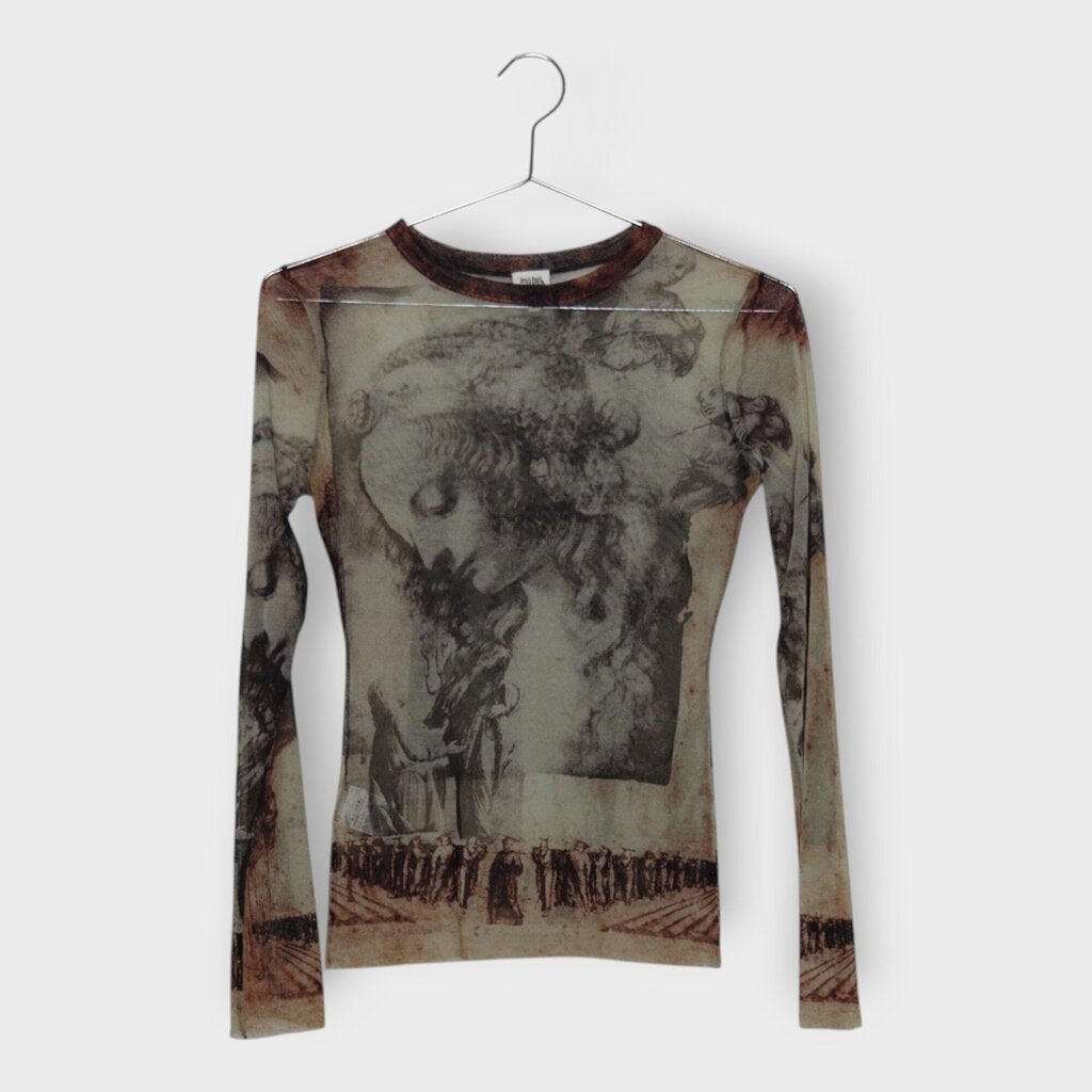 Grey Brown Mesh Virgin Mary Long Sleeve
