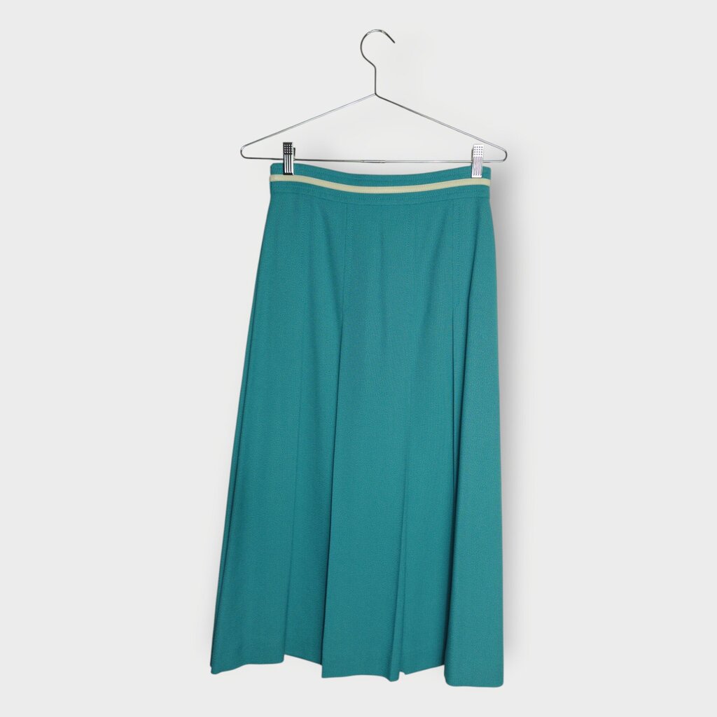 Blue Belted Detail Pleated Maxi Skirt