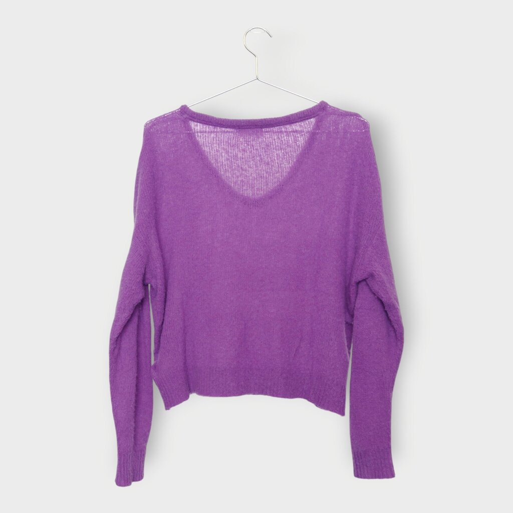 Purple Wool Blend V-Neck Sweater