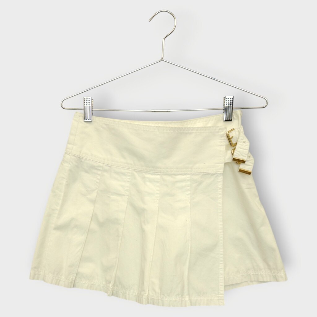 White Pleated Belt Detail Skort