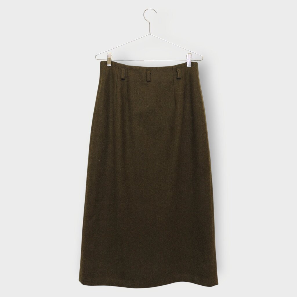 Khaki Green Zip Front Maxi Skirt