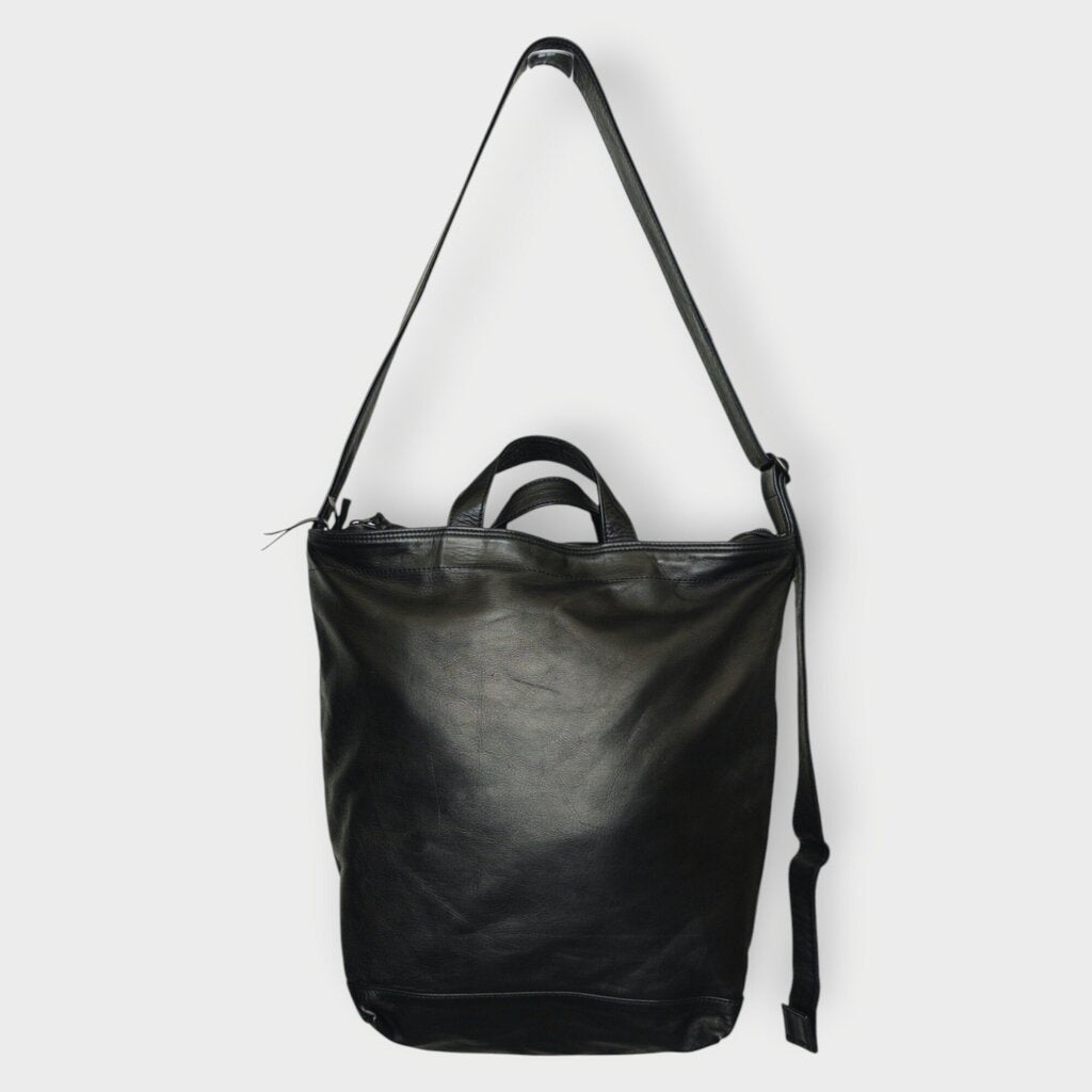 Black Leather Two-Way Tote