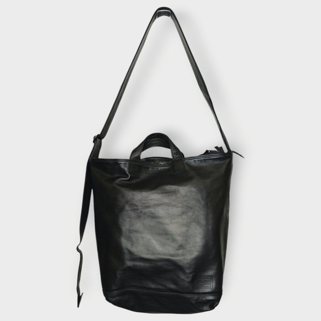 Black Leather Two-Way Tote