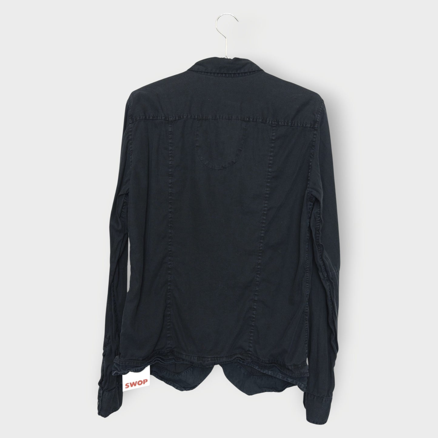 Ruffle Hem Collared Shirt