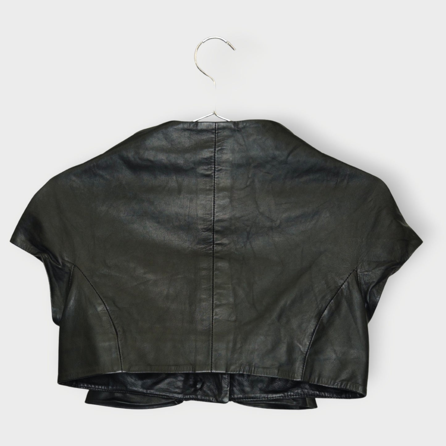 Leather Cap Sleeve Jacket Top