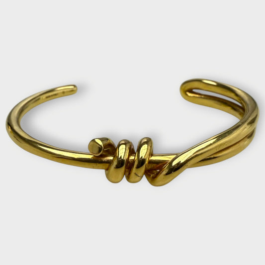 Gold Toned Metal Knot Cuff Bracelet