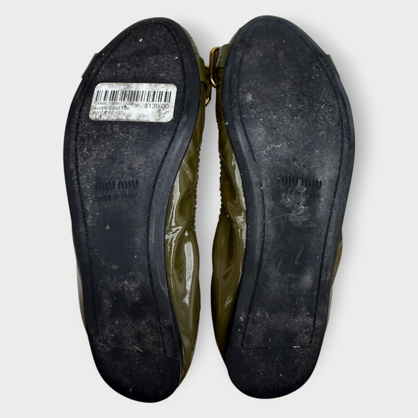 Leather Gathered Puntera Ballet Flat