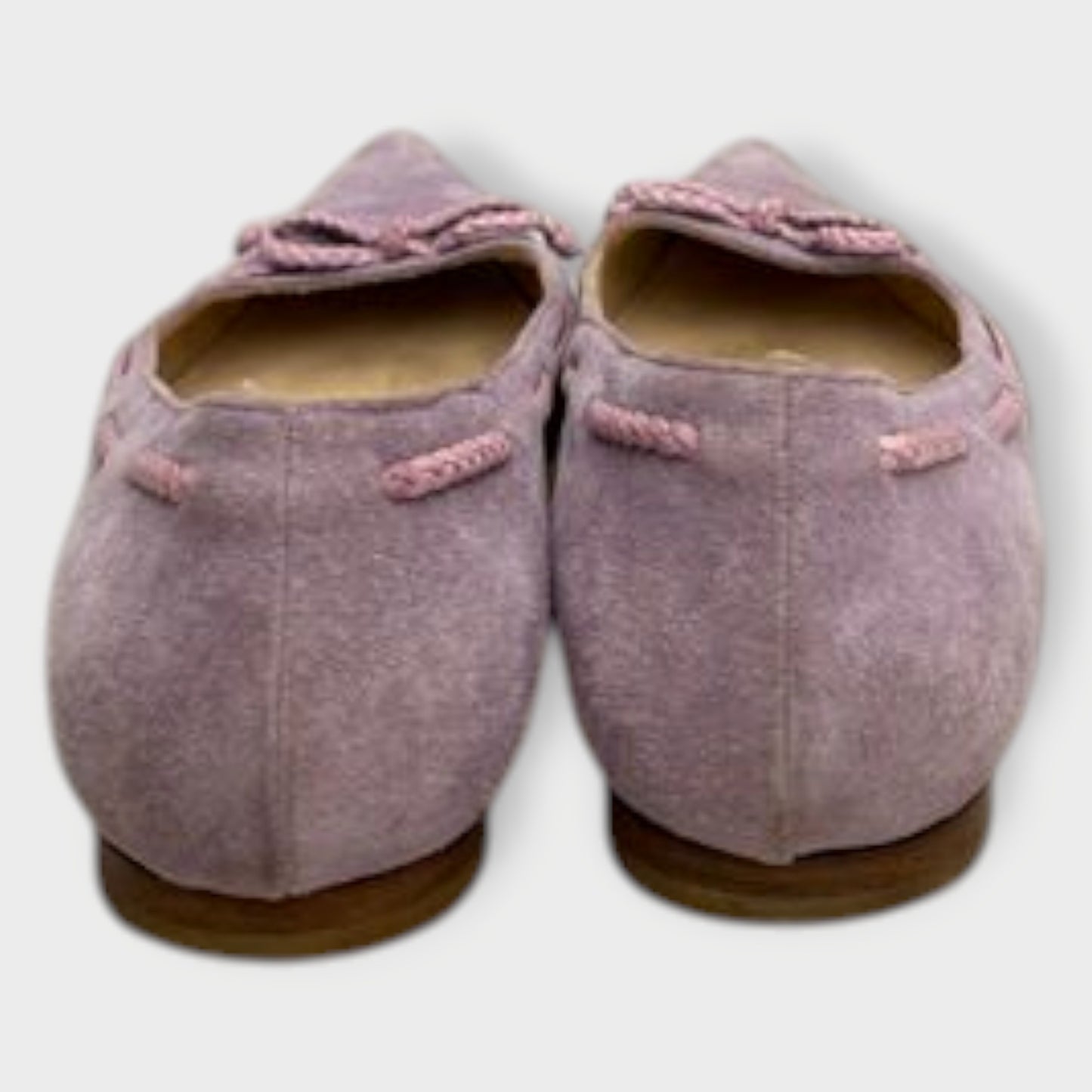 Suede Pointed Toe Lace Bow Flats