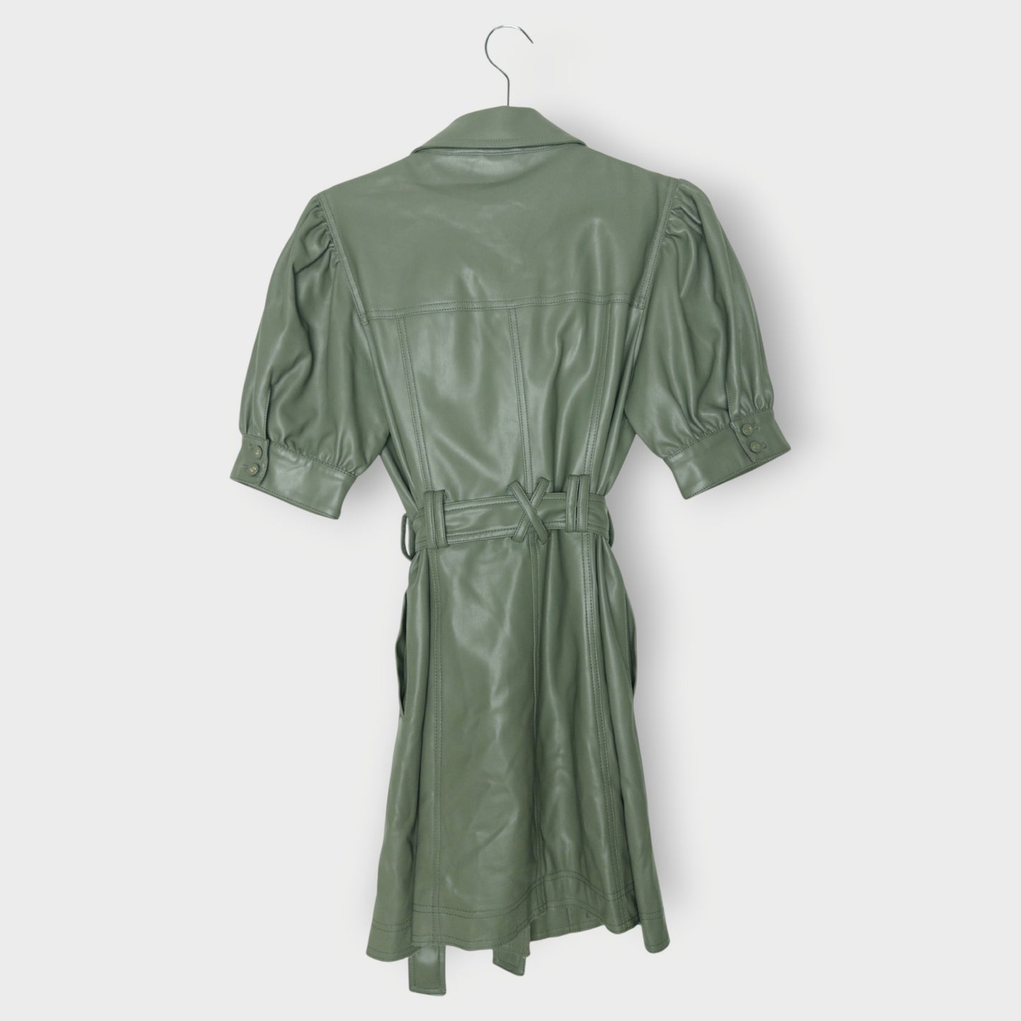 Faux Leather Belted Mini Dress