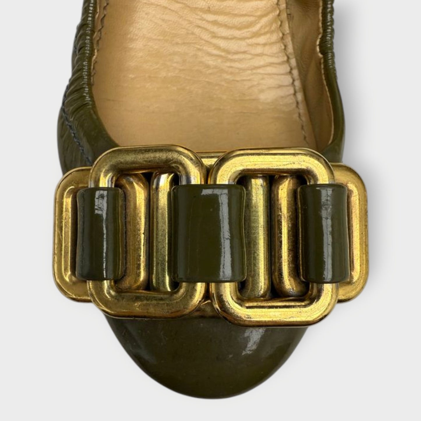 Patent Gold Buckle Ballet Flat