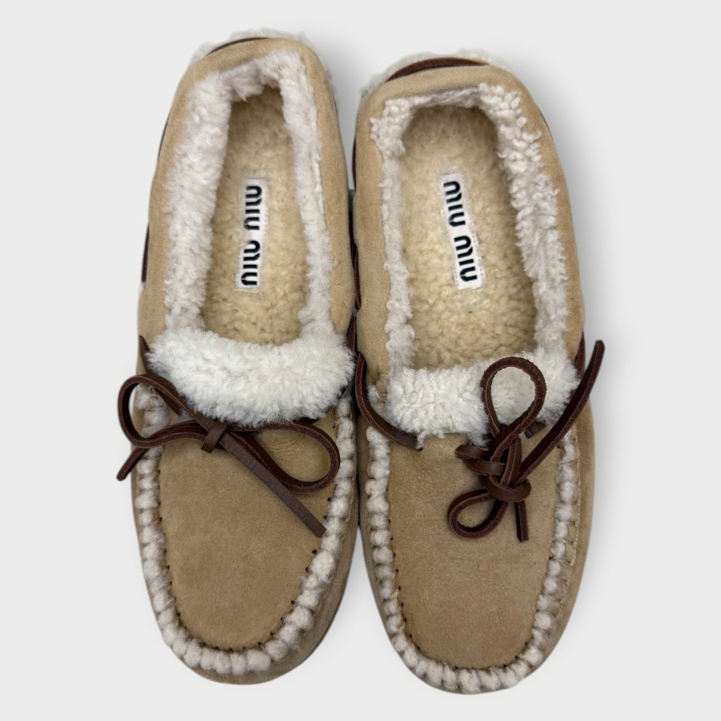 Suede Shearling Lined Moc Loafers
