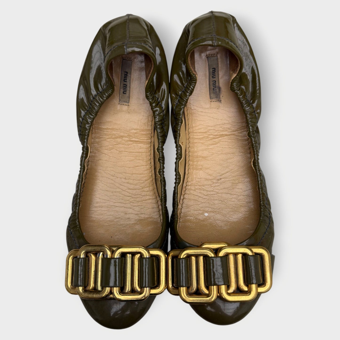 Patent Gold Buckle Ballet Flat