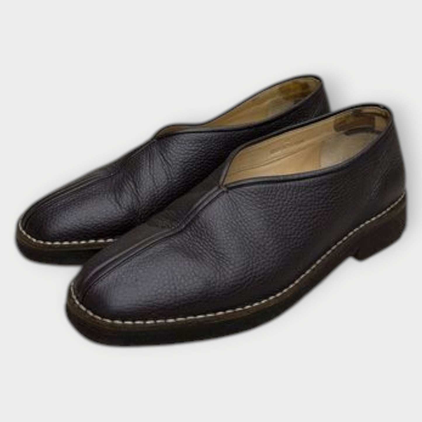 Pebbled Leather Crepe Slippers