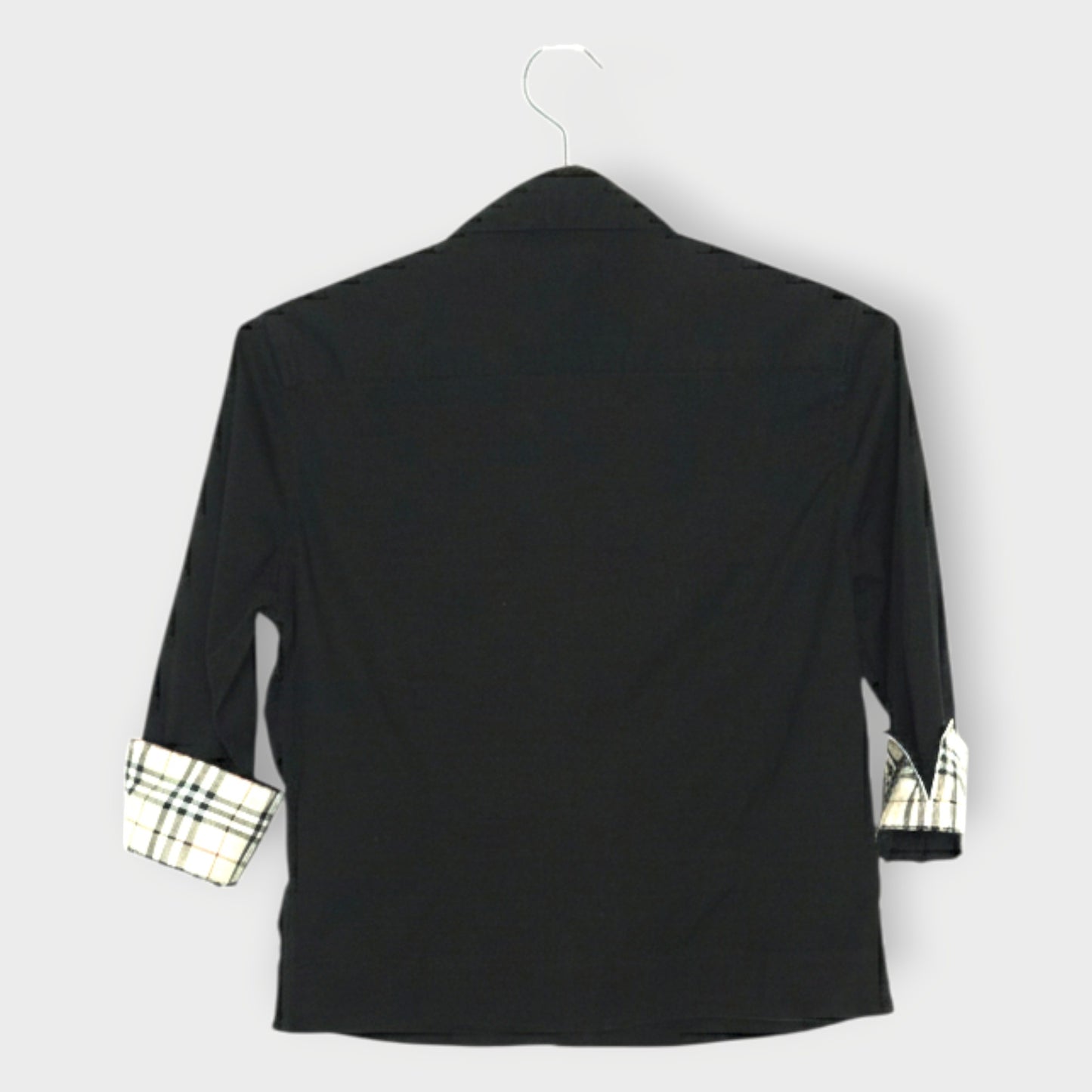 3/4 Sleeve Plaid Cuff Shirt