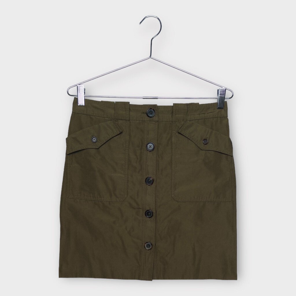Khaki Nylon Button Up Midi