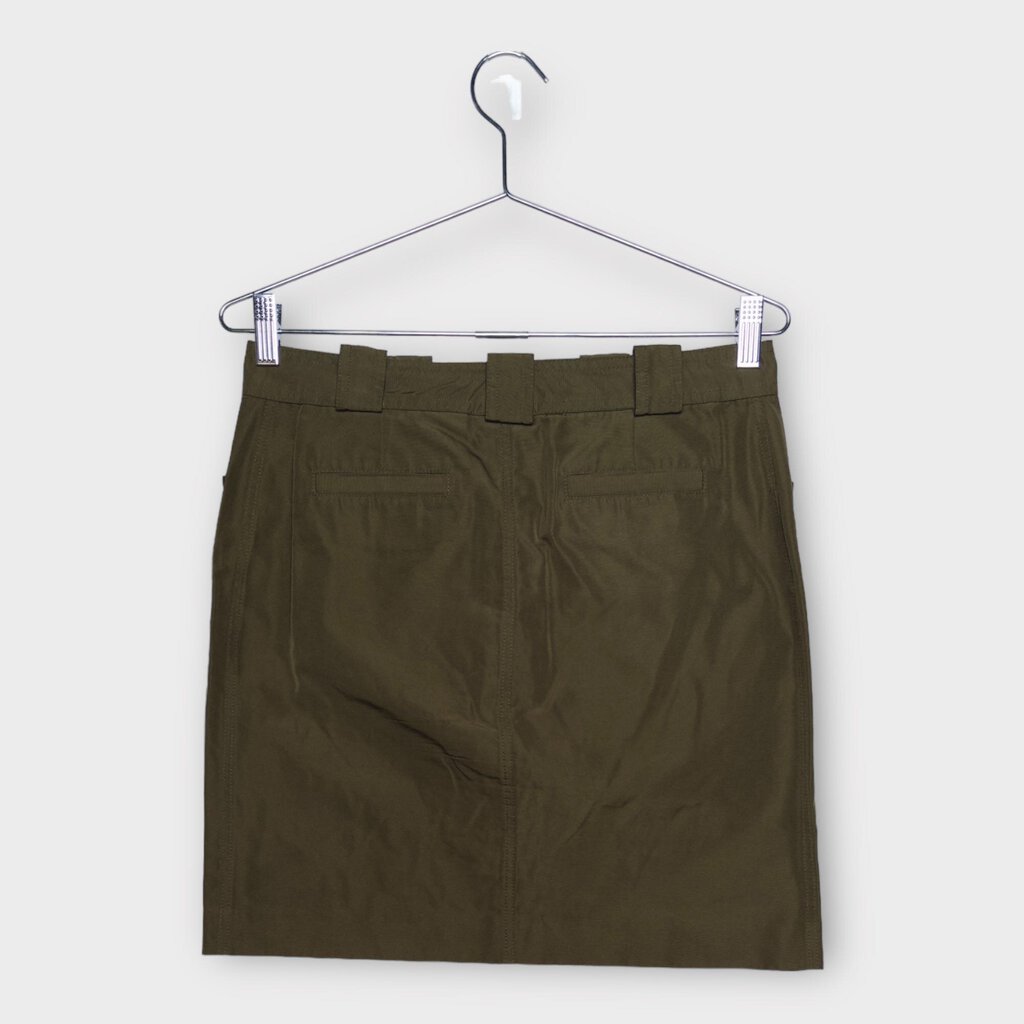 Khaki Nylon Button Up Midi