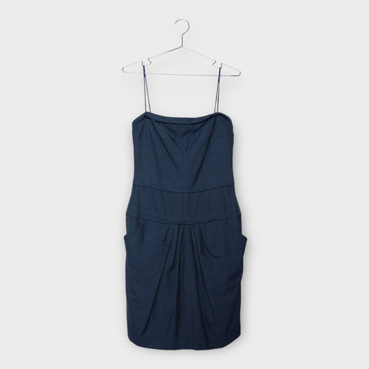 Stella McCartney Navy Blue Cotton Structured Mini Dress