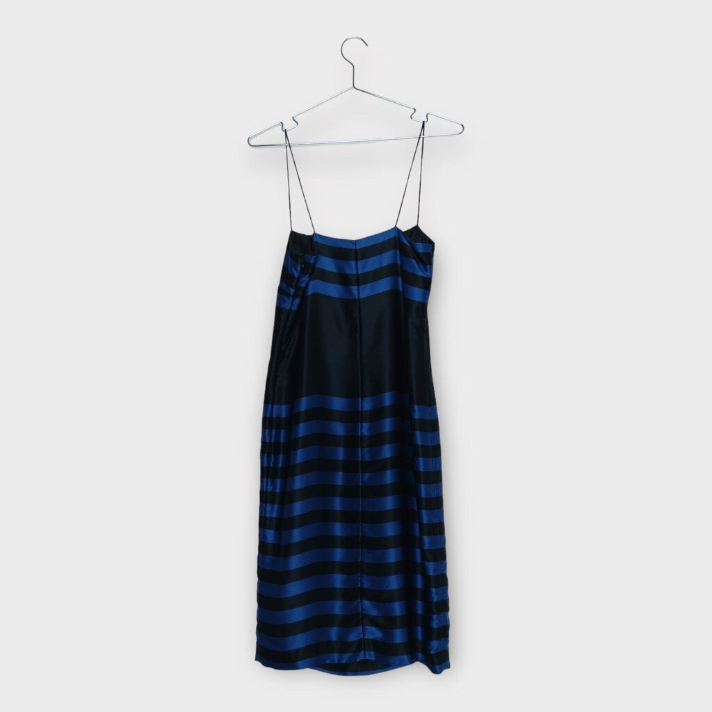 Black & Blue Stripe Silk Midi