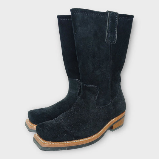 Our Legacy Black Suede Square Toe Boots