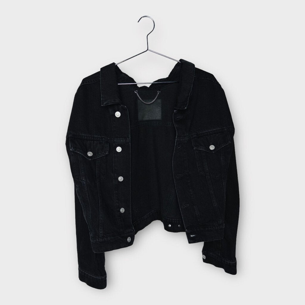 Black Denim Silver Button Up Jacket