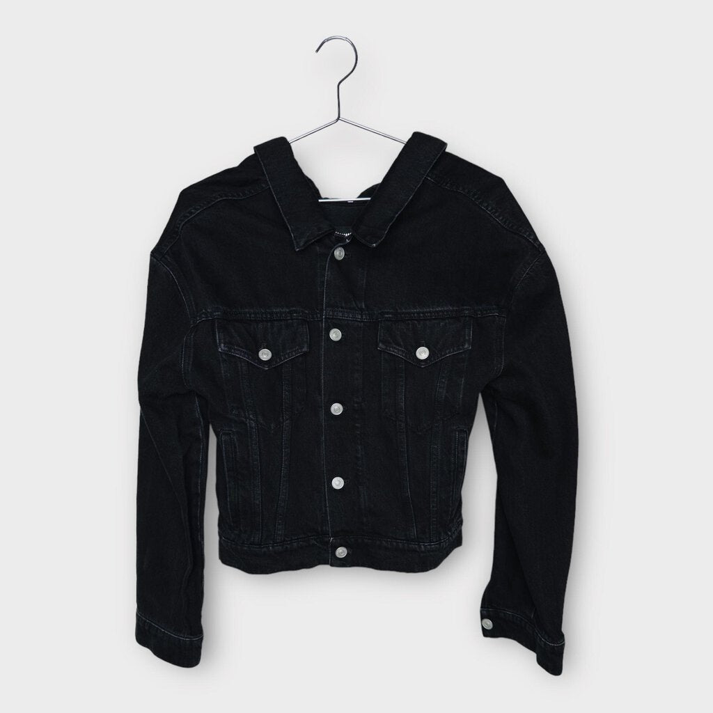 Black Denim Silver Button Up Jacket