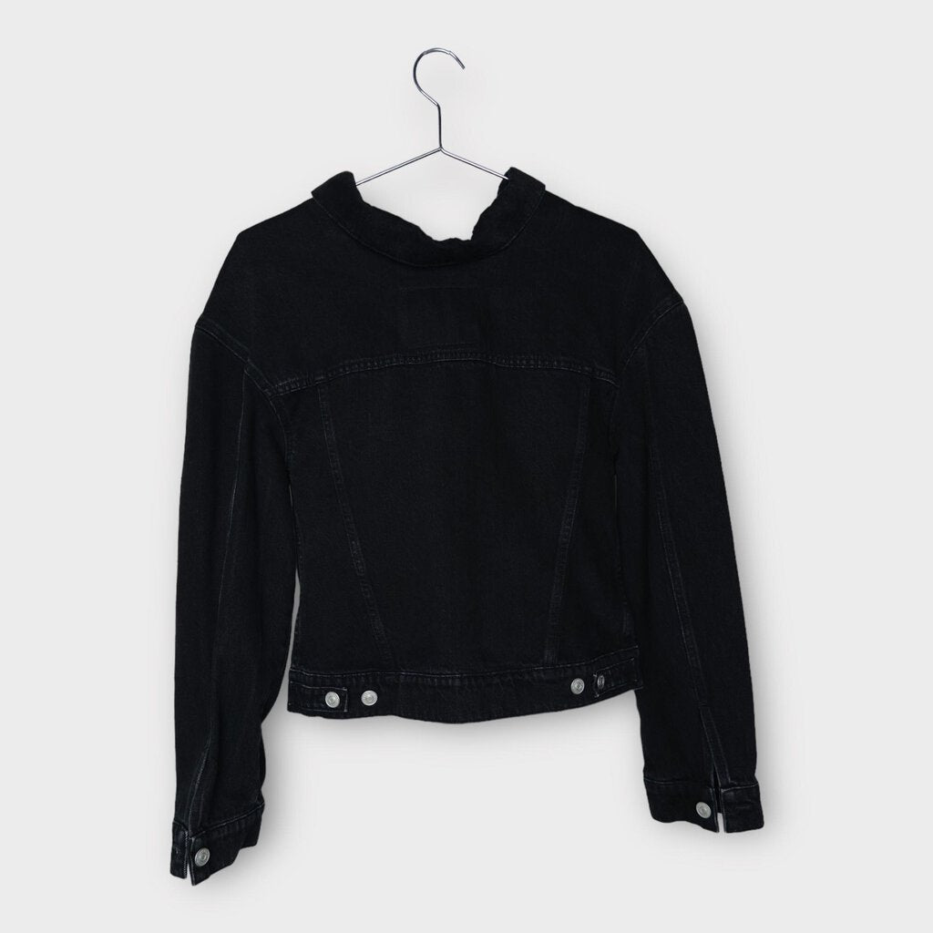 Black Denim Silver Button Up Jacket
