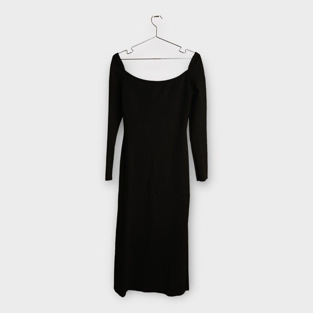 Black Nylon Blend Cut Out Off-Shoulder Maxi