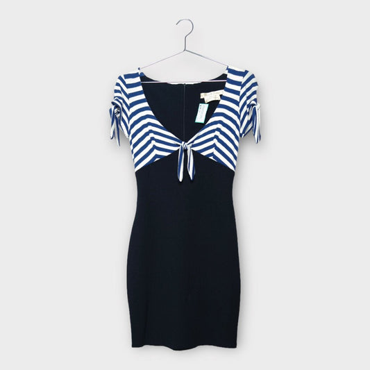 Wheels and Dollbaby Vintage Black, Blue & White Stripe Bust Nautical Mini Dress