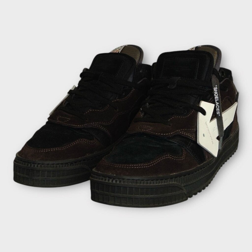 Black & Brown Suede Off Court Sneakers & Box