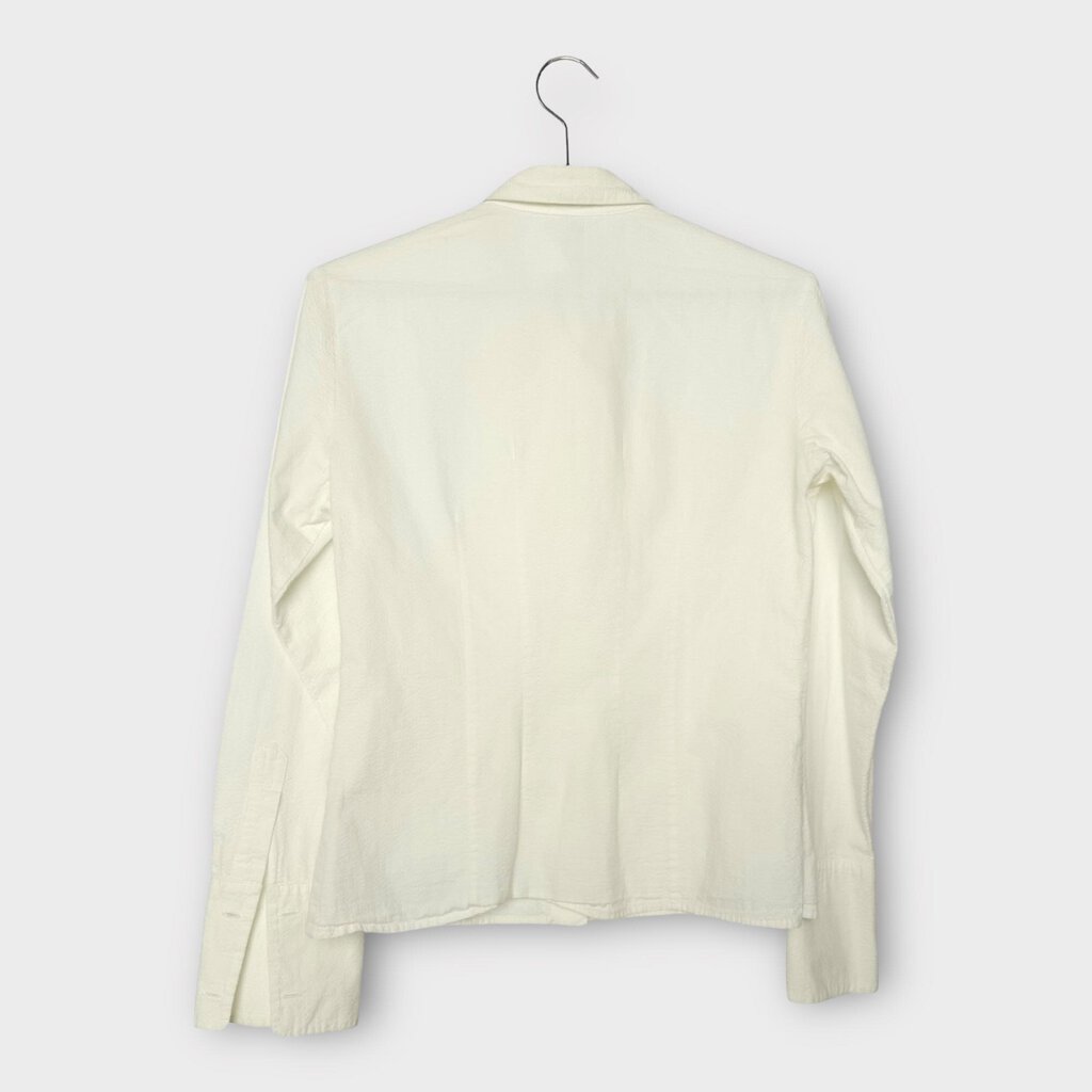 Leonie White Cotton Ruffle Shirt