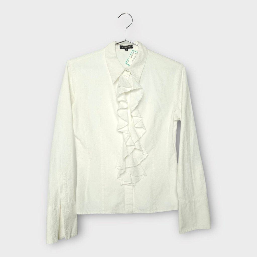 Leonie White Cotton Ruffle Shirt