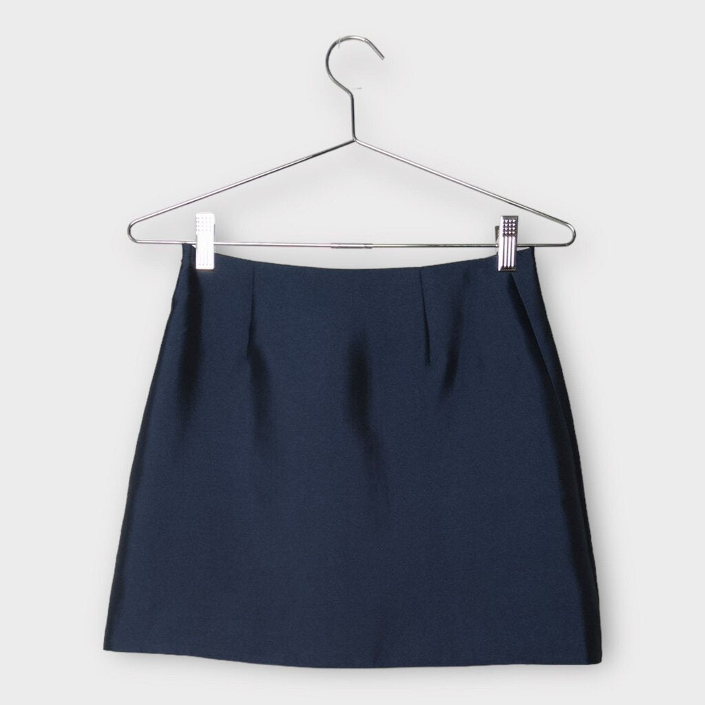 Navy Side Slit Mini Skirt