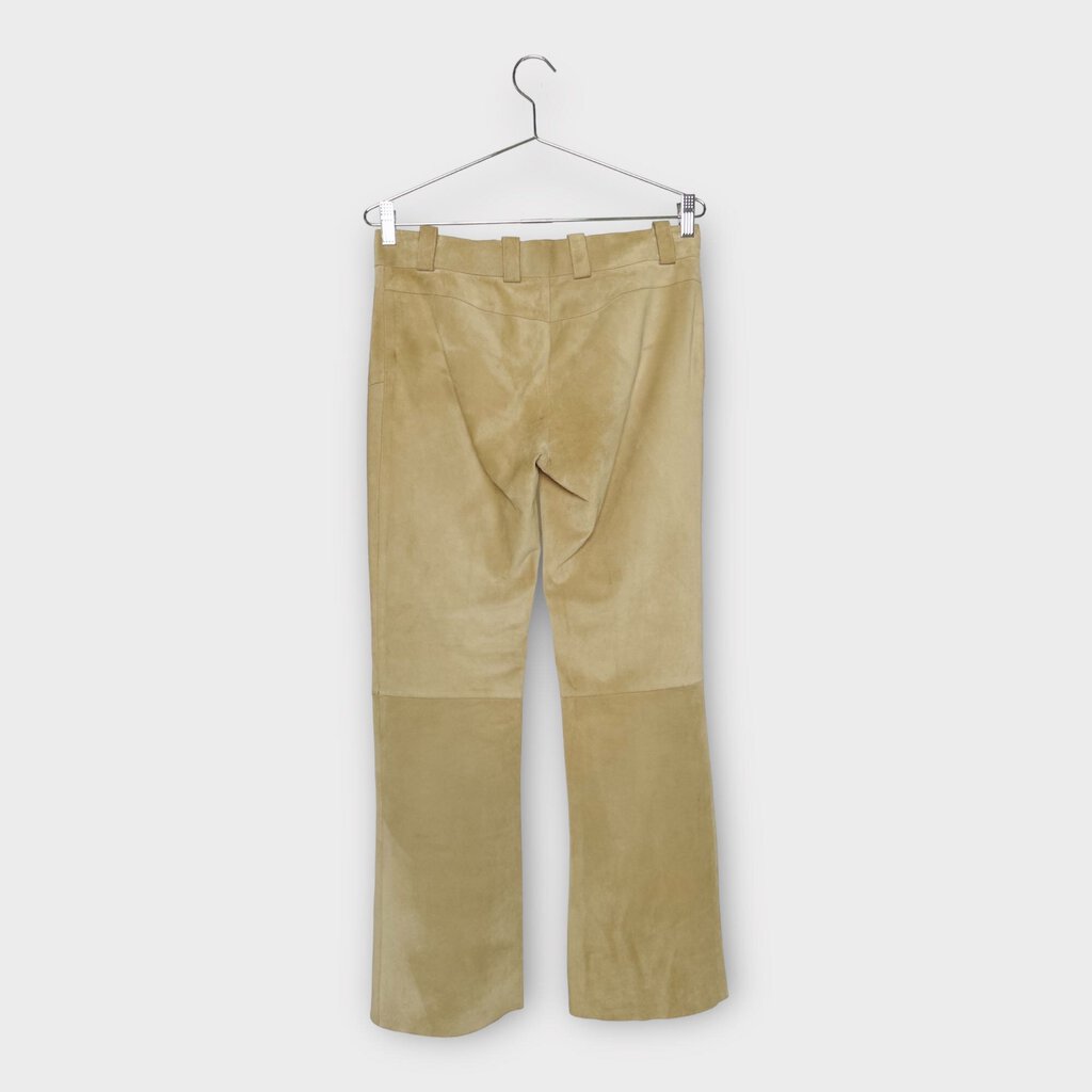 Beige Suede Lace Front Trousers