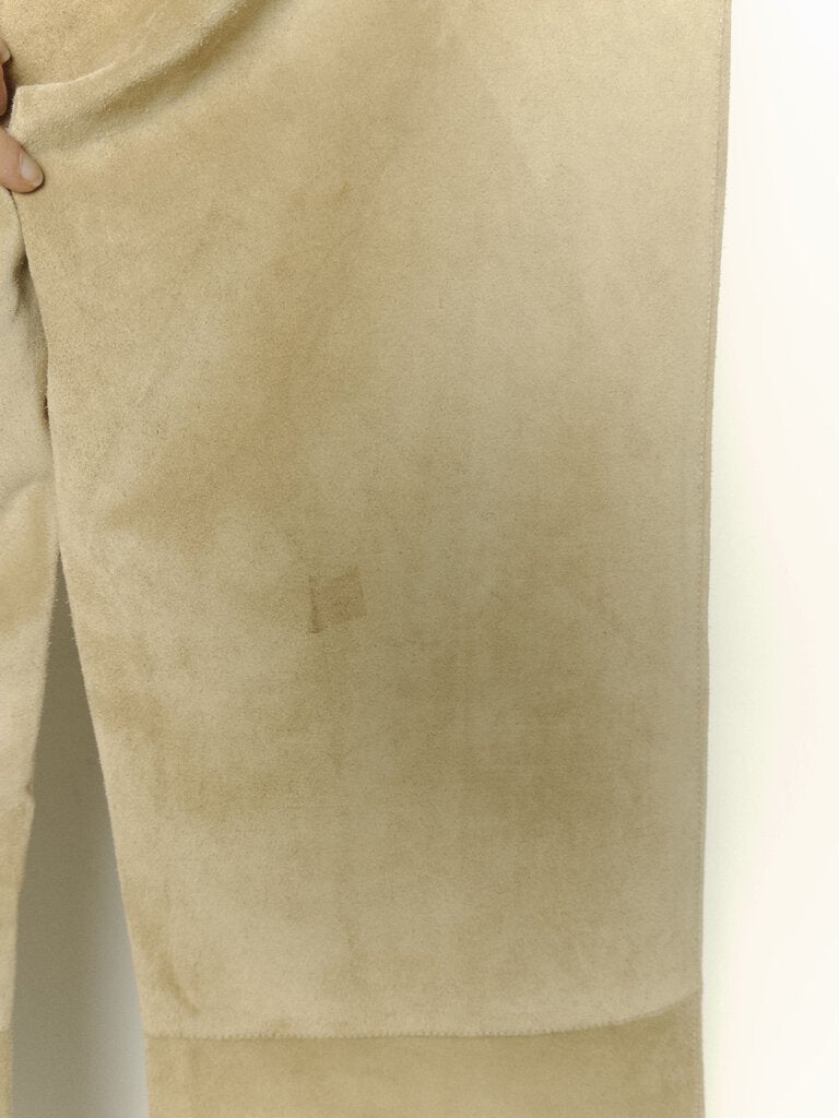 Beige Suede Lace Front Trousers