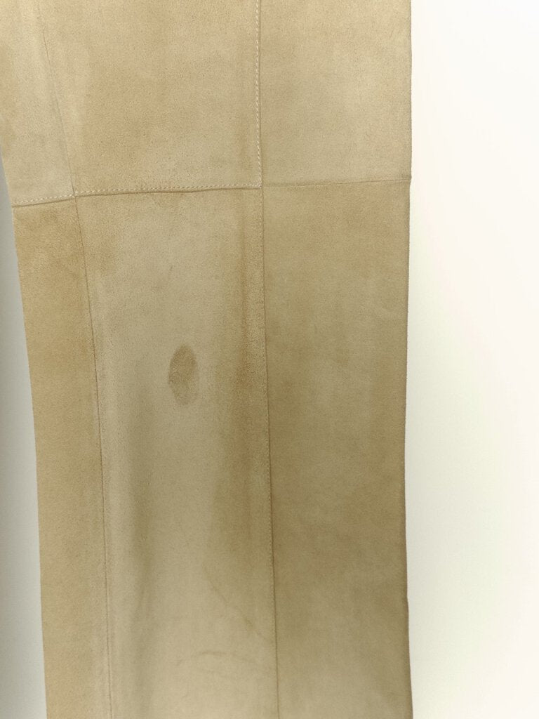 Beige Suede Lace Front Trousers